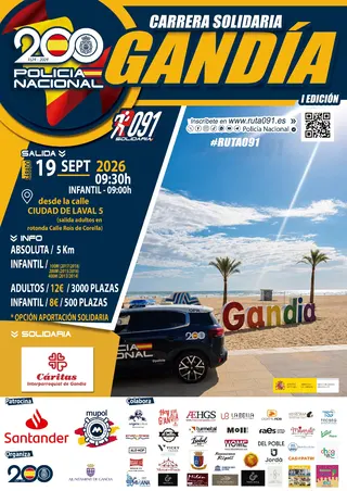 Cartel de Carrera Solidaria Ruta 091 Gandía en Gandía, valencia