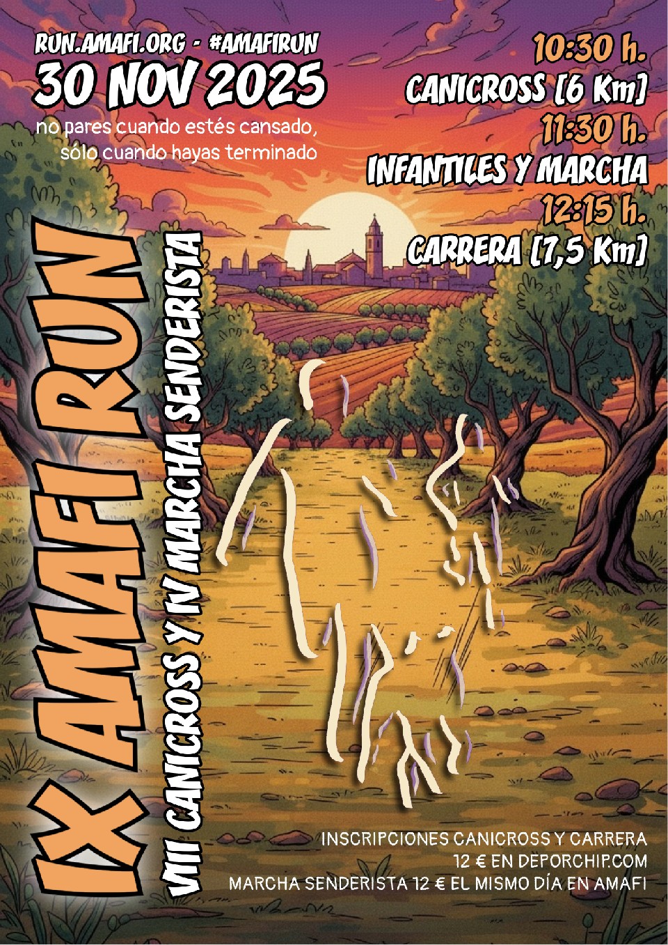 Cartel de IX Carrera “amafi Run”, VIII “canicross Amafi” y “iv Marcha Senderista Amafi” de Yepes. en Yepes, Toledo