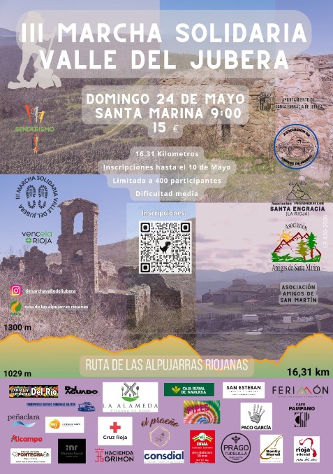 Cartel de Marcha Solidaria Valle del Jubera en Santa Marina, La Rioja