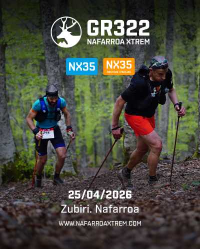 Cartel de GR 322 Nafarroa Xtrem en Zubiri, Navarra
