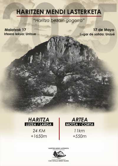 Cartel de Haritzen Mendi Lasterketa 2026 en Unzue, navarra