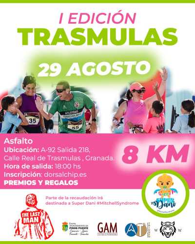 Cartel de I Carrera Trasmulas · Sábado, 29 de agosto de 2026 en Trasmulas, granada