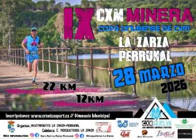 Cartel de IX CxM Minera la Zarza en La Zarza-Perrunal, Huelva