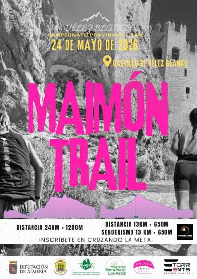Cartel de Maimon Trail en Vélez-Blanco, Almería