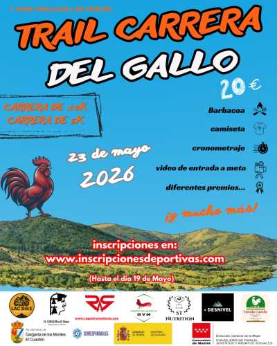 Cartel de Trail Carrera del Gallo en Garganta de los Montes, Madrid
