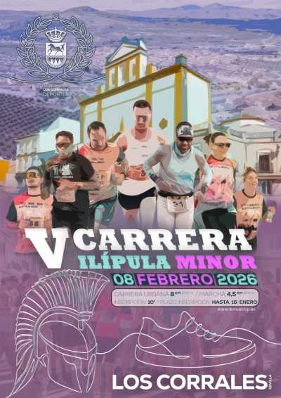 Cartel de V Carrera Popular Ilipula Minor en Los Corrales, Sevilla