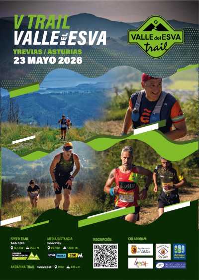 Cartel de V Trail Valle del Esva en Trevías, Asturias