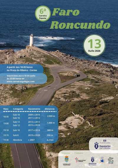 Cartel de VI Popular Faro Roncudo · Sábado, 13 de junio de 2026 en Ponteceso, A Coruña