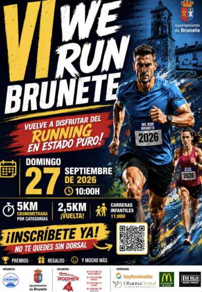 Cartel de VI We Run Brunete · Lunes, 7 de septiembre de 2026 en Brunete, madrid