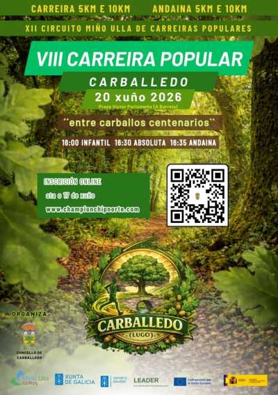 Cartel de VIII Carreira Popular Concello de Carballedo en A Barrela, A Coruña