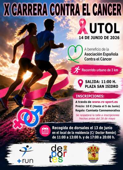 Cartel de X Carrera Contra el Cáncer · Domingo, 14 de junio de 2026 en Autol, La Rioja