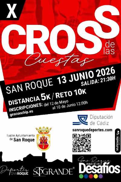 Cartel de X Cross de las Cuestas en San Roque, Cádiz