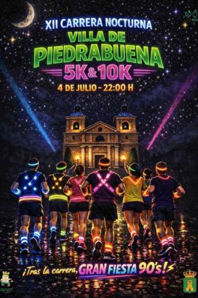 Cartel de XII Carrera Nocturna Villa de Piedrabuena · Sábado, 4 de julio de 2026 en Piedrabuena, ciudad real