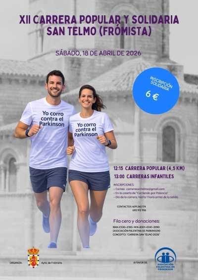 Cartel de XII Carrera Popular Soldiaria San Telmo en Frómista, castilla-leon