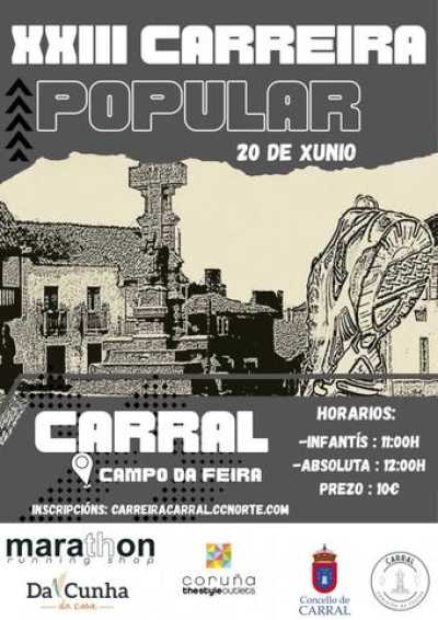Cartel de XXIII Carreira Popular Carral · Sábado, 20 de junio de 2026 en Carral, a coruna