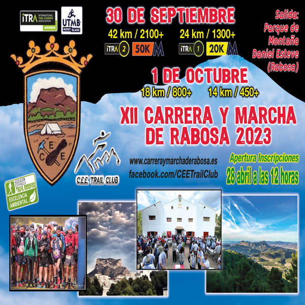 Cartel de XII Carrera y Marcha de Rabosa en Petrer, Alicante