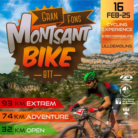 Cartel de Montsant Bike en Ulldemolins, Tarragona