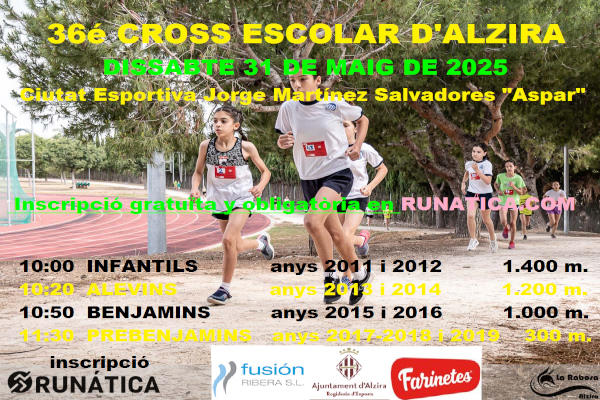 Cartel de 36º Cross Escolar d'Alzira en Alzira, Valencia