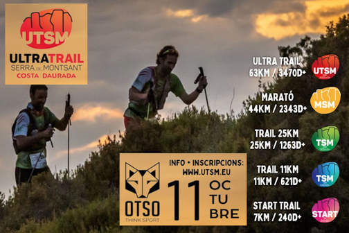 Cartel de Ultra Trail Serra de Montsant Costa Daurada en Ulldemolins, Tarragona