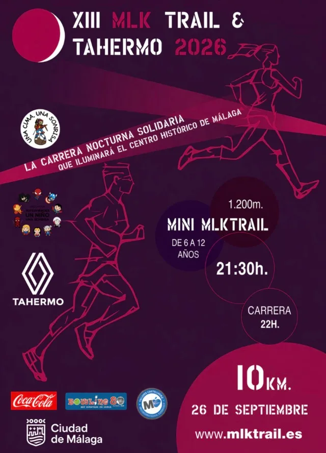 Cartel oficial de MLK Trail & Tahermo — 26 de septiembre de 2026 en Málaga, malaga