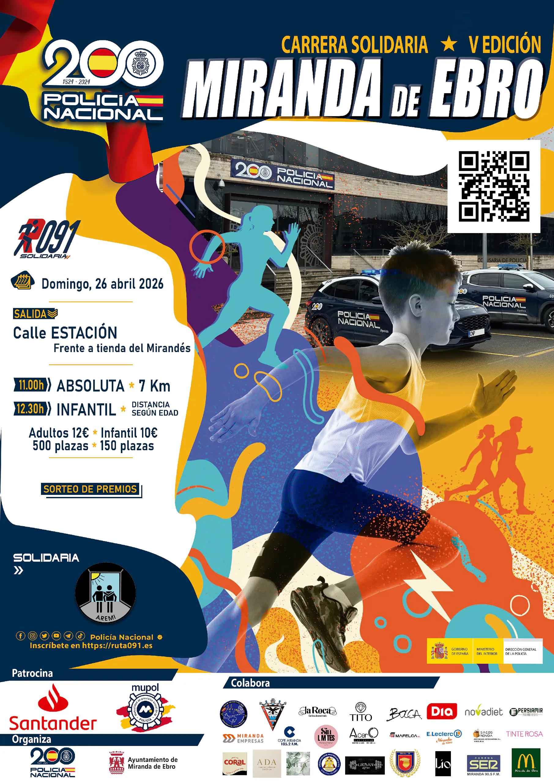 Cartel oficial de Carrera Solidaria Ruta 091 Miranda de Ebro — 26 de abril de 2026 en Miranda de Ebro, castilla-leon