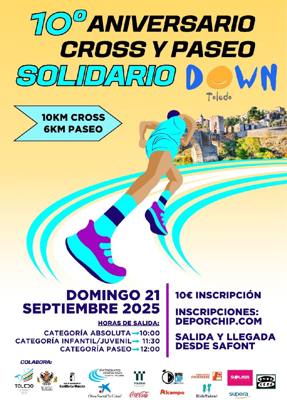 Cartel oficial de X Cross y Paseo Solidario Down Toledo 2025 — 21 de septiembre de 2025 en Toledo, Toledo