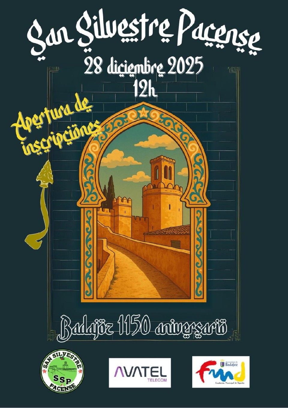 Cartel oficial de San Silvestre Pacense – BADAJOZ 2025 — 28 de diciembre de 2025 en Badajoz, Badajoz