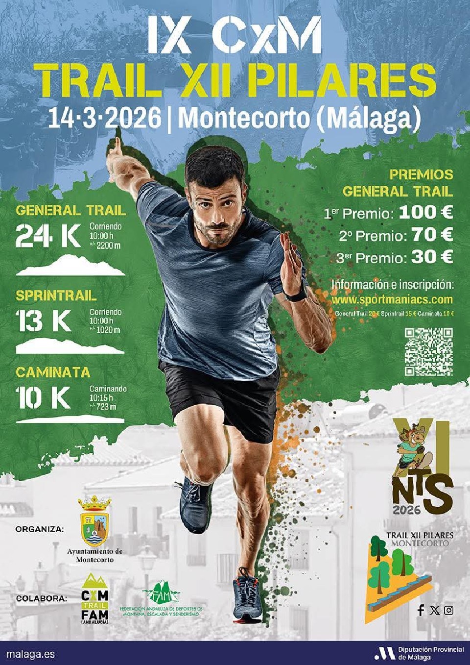Cartel oficial de IX Trail XII Pilares de Montecorto — 14 de marzo de 2026 en Montecorto, Málaga