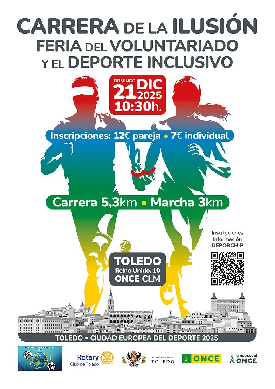 Cartel oficial de Carrera de la Ilusión y Feria del Voluntariado y Deporte Inclusivo — 21 de diciembre de 2025 en Toledo, Toledo