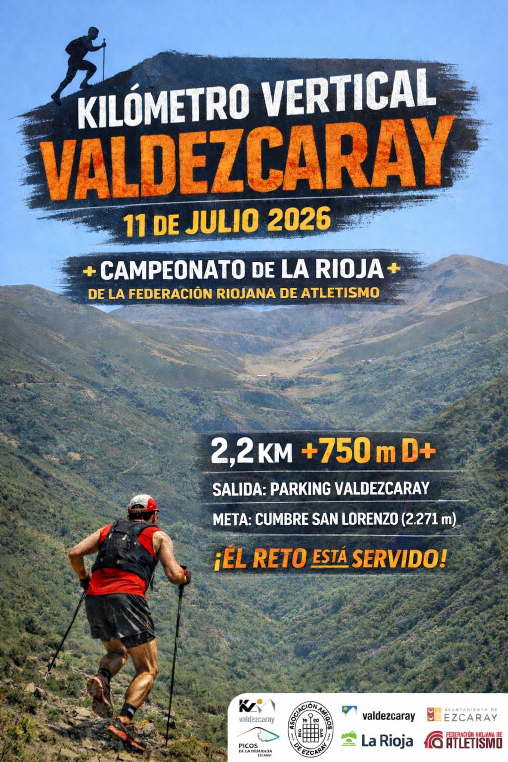 Cartel oficial de Subida Vertical Valdezcaray — 11 de julio de 2026 en Urdanta, la rioja