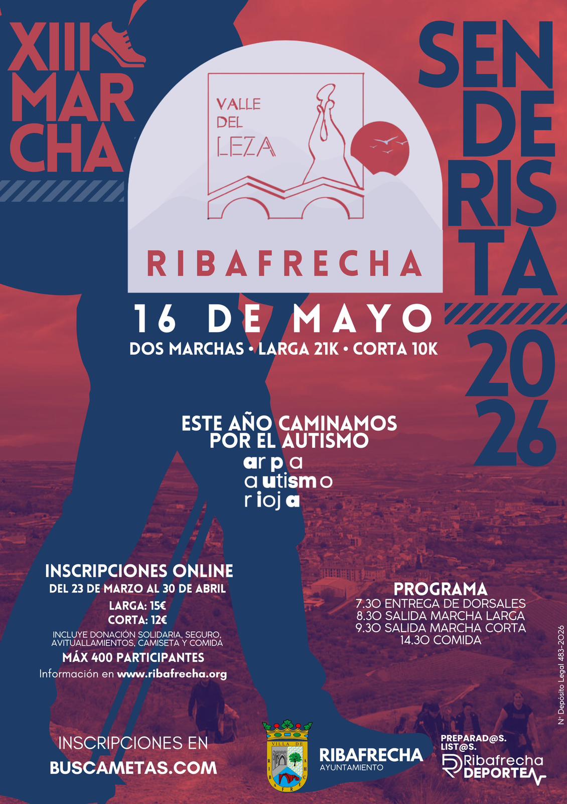 Cartel oficial de Marcha Senderista Valle del Leza — 16 de mayo de 2026 en Ribafrecha, La Rioja