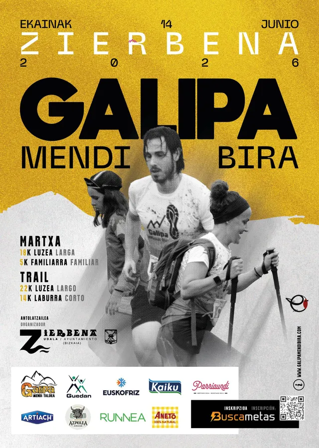 Cartel oficial de Galipa Mendi Bira — 14 de junio de 2026 en Zierbena, Vizcaya