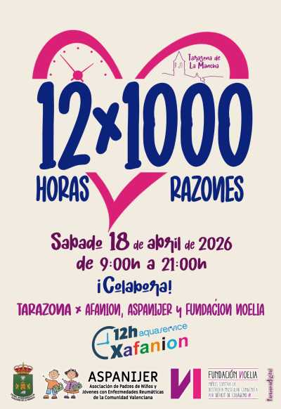 Cartel oficial de 12H por 1000 Razones — 18 de abril de 2026 en Tarazona de la Mancha, Albacete