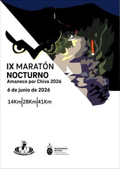 Cartel oficial de Amanece por Chiva Maratón Nocturno — 6 de junio de 2026 en Chiva, Valencia