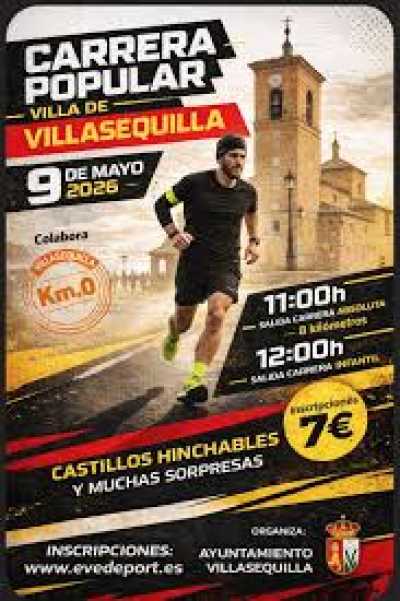 Cartel oficial de Carrera Popular Villa de Villasequilla — 9 de mayo de 2026 en Villasequilla, Toledo