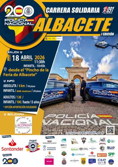 Cartel oficial de I Carrera Solidaria Ruta 091 Albacete — 18 de abril de 2026 en Albacete, Toledo