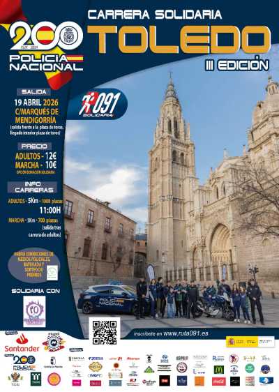 Cartel oficial de III Carrera Solidaria Ruta 091 Toledo — 19 de abril de 2026 en Toledo, castilla-la mancha