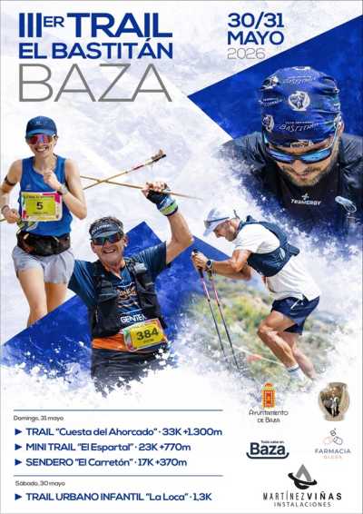 Cartel oficial de III Trail El Bastitán — 31 de mayo de 2026 en Baza, Granada