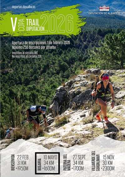 Cartel oficial de V Copa Trail Bogarra — 10 de mayo de 2026 en Bogarra, Toledo