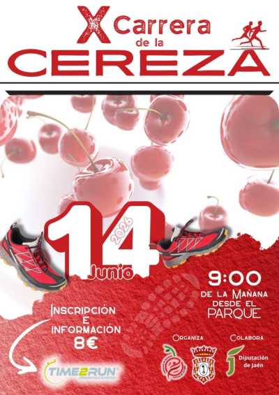 Cartel oficial de X Carrera de la Cereza — 14 de junio de 2026 en Castillo de Locubín, Jaén