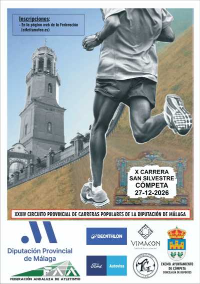 Cartel oficial de X Carrera Popular San Silvestre Competeña · Domingo, 27 de diciembre de 2026 — 27 de diciembre de 2026 en Cómpeta, malaga