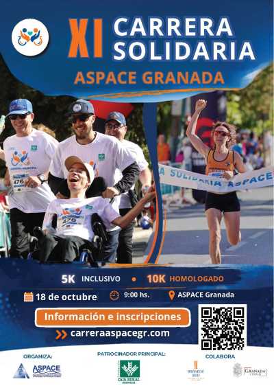 Cartel oficial de XI Carrera Marcha Solidaria Aspace — 18 de octubre de 2026 en Granada, andalucia