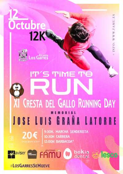 Cartel oficial de XI Cresta del Gallo Running Day — 12 de octubre de 2026 en Los Garres, Murcia