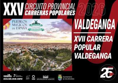 Cartel oficial de XVII Carrera Popular Valdeganga — 2 de mayo de 2026 en Valdeganga, castilla-la mancha