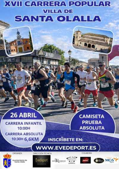 Cartel oficial de XVII Carrera Villa de Santa Olalla — 26 de abril de 2026 en Santa Olalla, Toledo