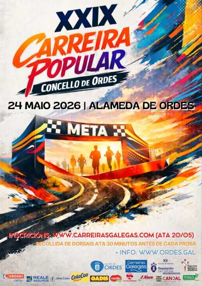 Cartel oficial de XXIX Carreira Popular Concello de Ordes — 24 de mayo de 2026 en Ordes, a coruna