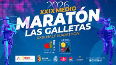 Cartel oficial de XXIX Medio Maratón Las Galletas — 12 de abril de 2026 en Arona, Santa Cruz de Tenerife