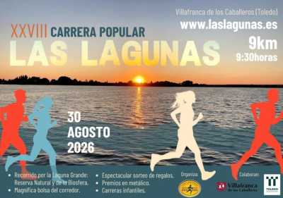 Cartel oficial de XXVIII Carrera Popular Las Lagunas · Jueves, 30 de agosto de 2029 — 30 de agosto de 2029 en Villafranca de los Caballeros, toledo