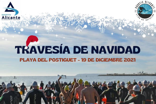 Cartel oficial de Travesía Navidad Playa Postiguet Alicante — 19 de diciembre de 2021 en Alicante, Alicante