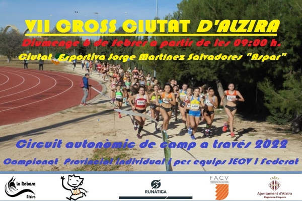Cartel oficial de VII Cross Ciutat d'Alzira — 6 de febrero de 2022 en Alzira, Valencia